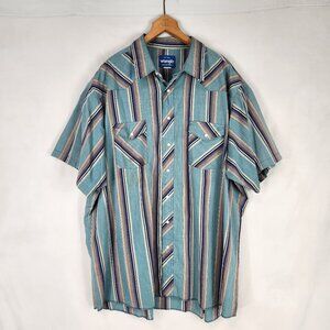 Wrangler Men's Cowboy Western Short Sleeve Pearl Snap Shirt Stripes Size 3XT
